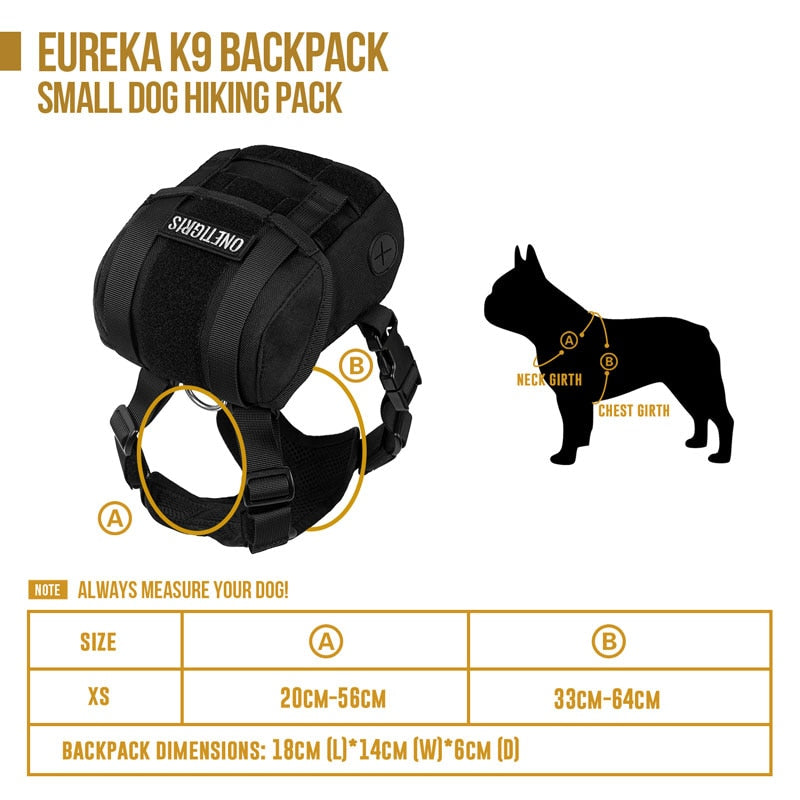 OneTigris EUREKA K9 Backpack Small Dog Treat Tote Pack + Litter Bag Exit for Small Dog Travel Camping