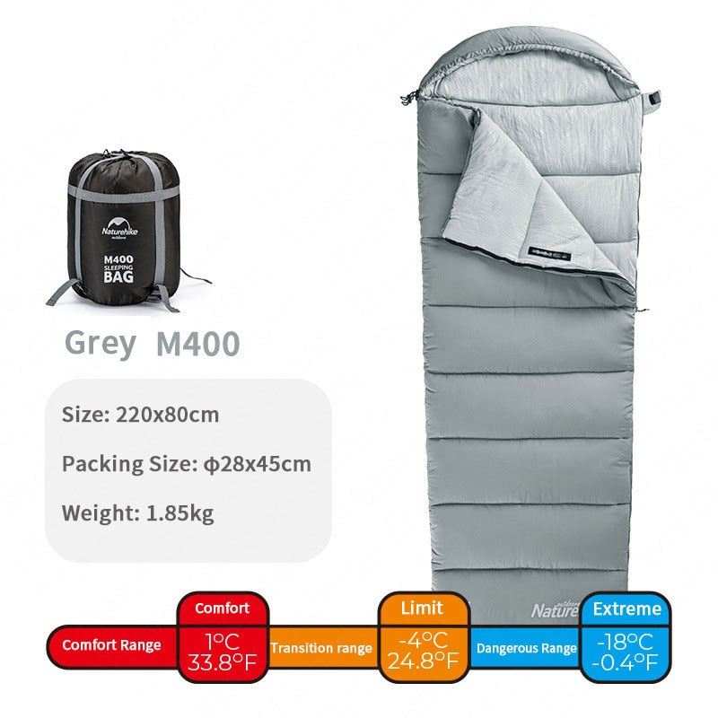 Naturehike Envelope Hooded Cotton Sleeping Bag Washable Splicable Double-Person Tent Camping Portable Sleeping Bag