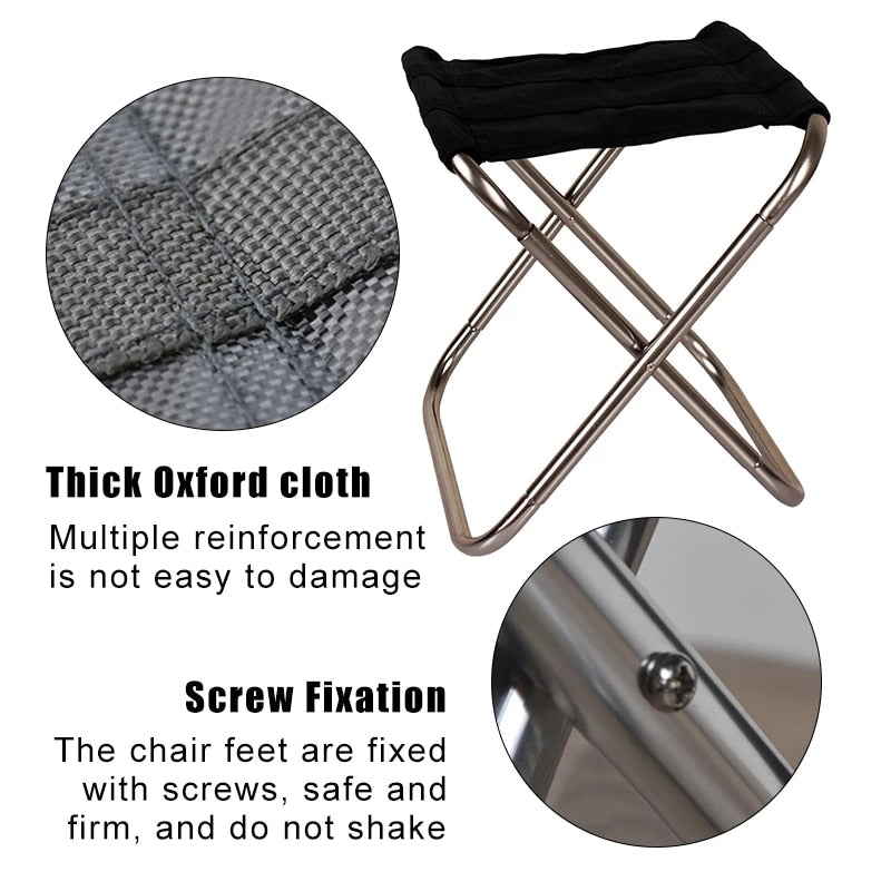 Folding Small Stool Fishing Chair Picnic Camping Chair Foldable Aluminium Cloth Outdoor Portable Easy Carry Outdoor Furniture