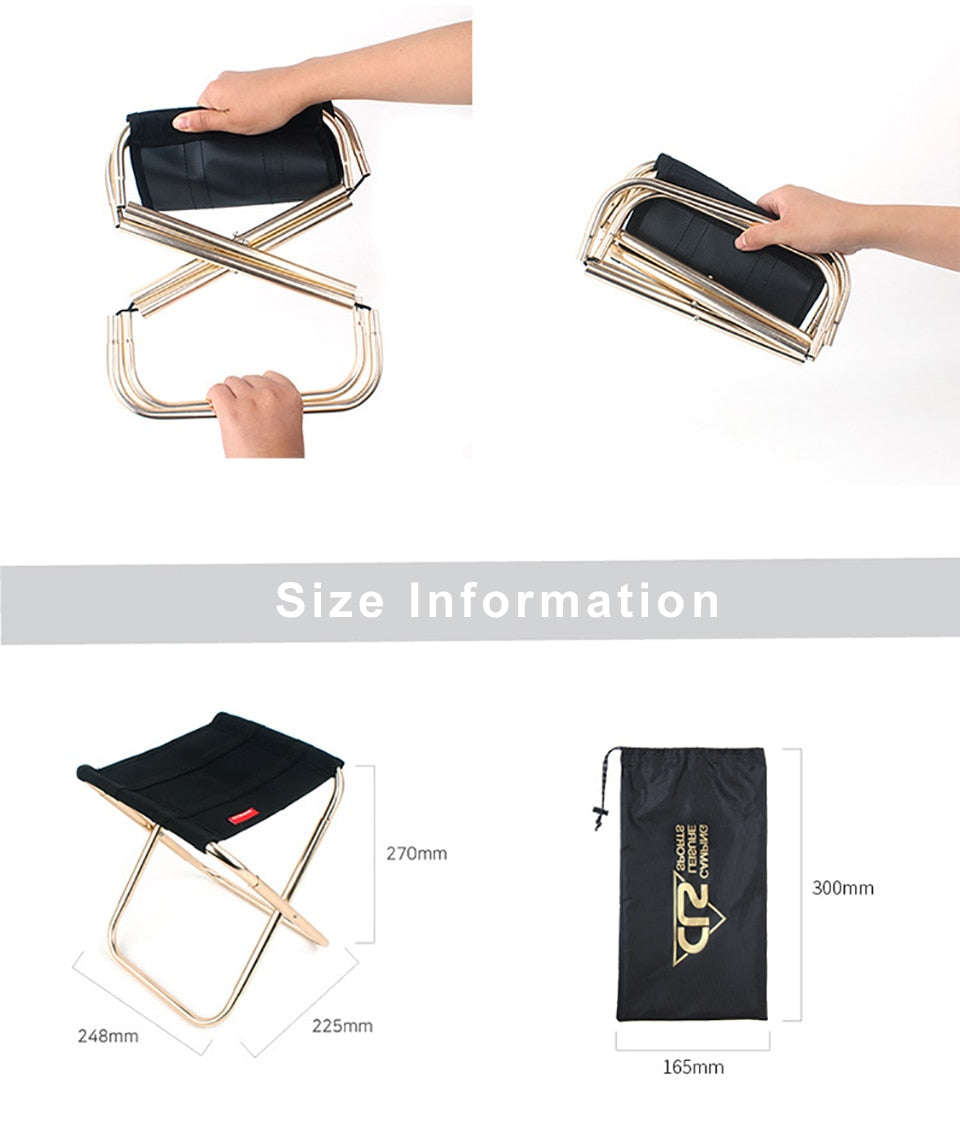 Quality Outdoor Foldable Fishing Chair Ultra Light Weight Portable Folding Camping Aluminum Alloy Picnic Fishing Chair with Bag