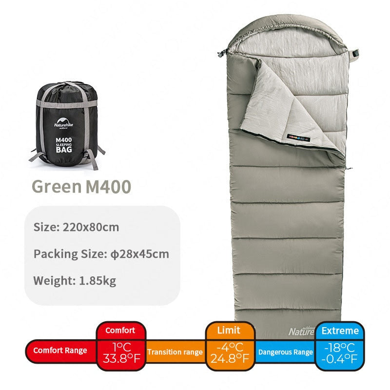 Naturehike  Envelope Hooded Cotton Sleeping Bag Washable Splicable Double-Person Tent Camping Portable Sleeping Bag