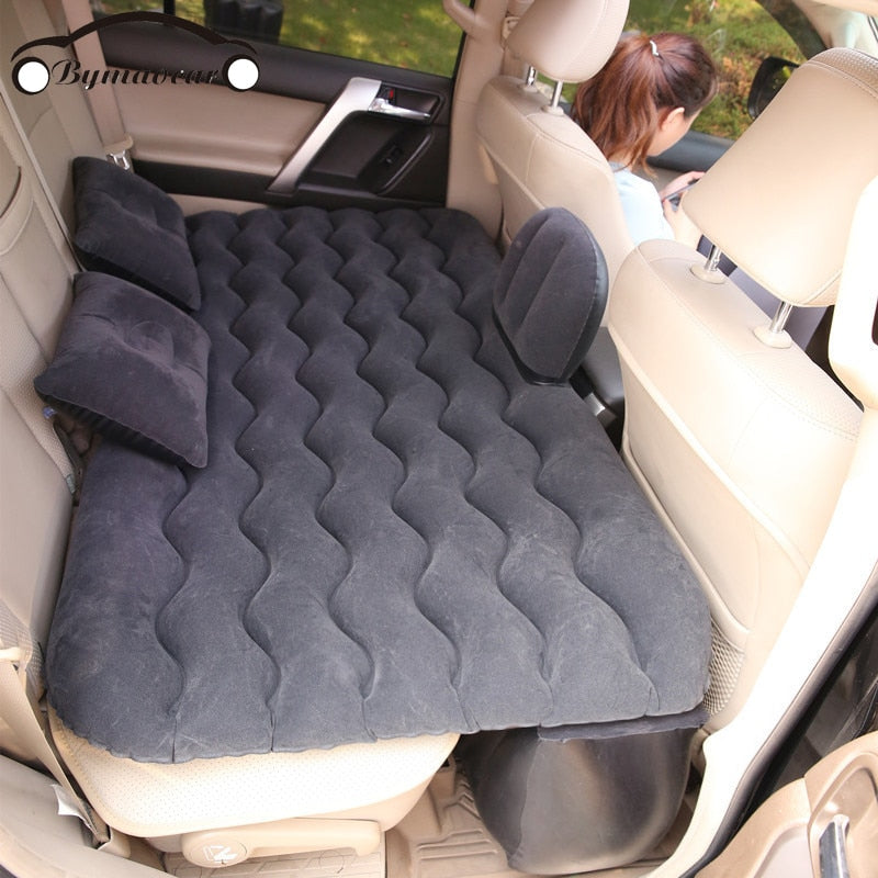Bymaocar Inflatable car mattress  outdoor camping inflatable bed PVC flocking Multifunctional Car inflatable bed car accessories