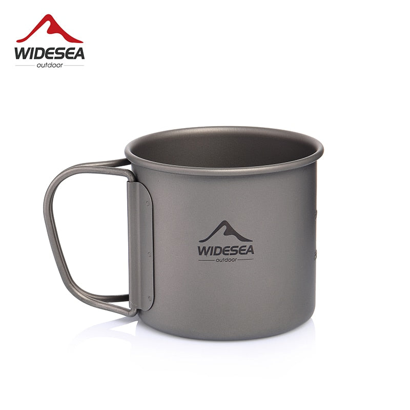 Widesea Camping Mug Titanium Cup Tourist Picnic Tableware Utensils Equipment Outdoor Cookware Hiking Kitchen Travel Cooking Set