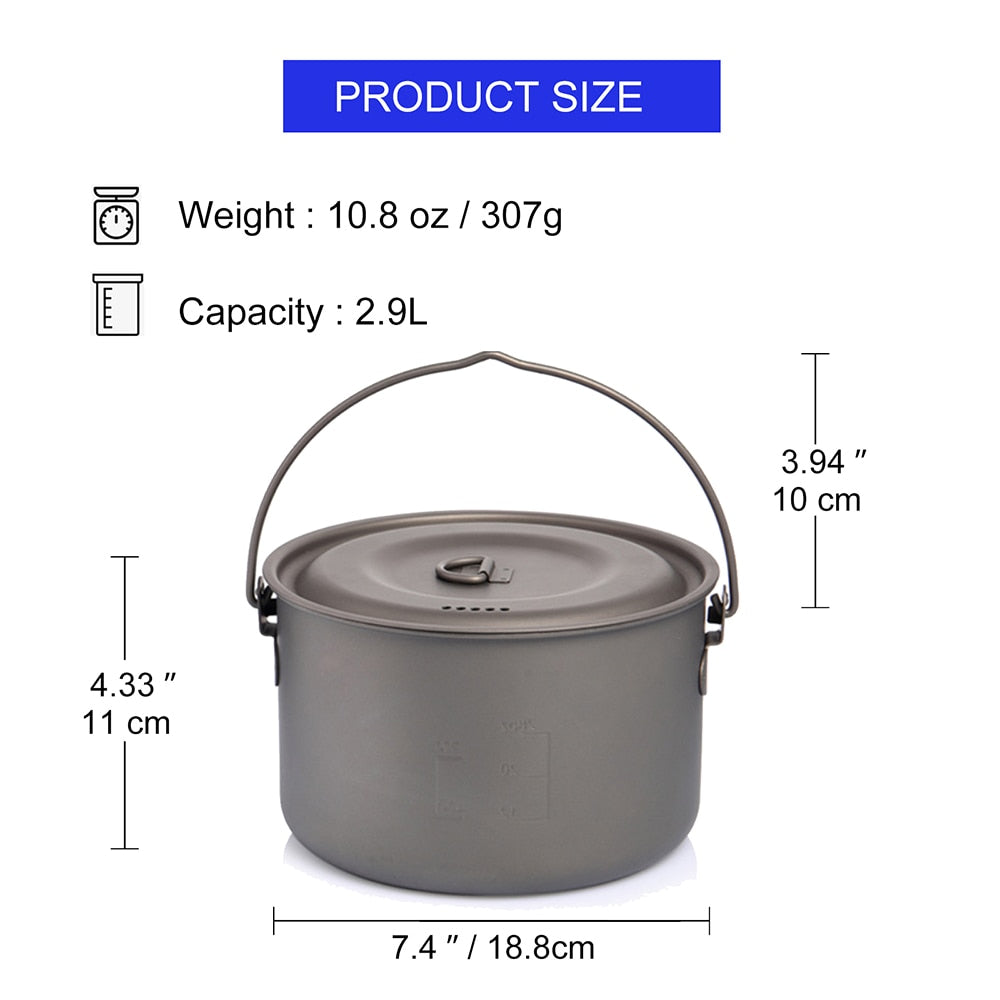 Widesea-vajilla de titanio para acampar, juego de utensilios de cocina para turismo, Caldero, olla de cocina al aire libre, Picnic, senderismo y Trekking