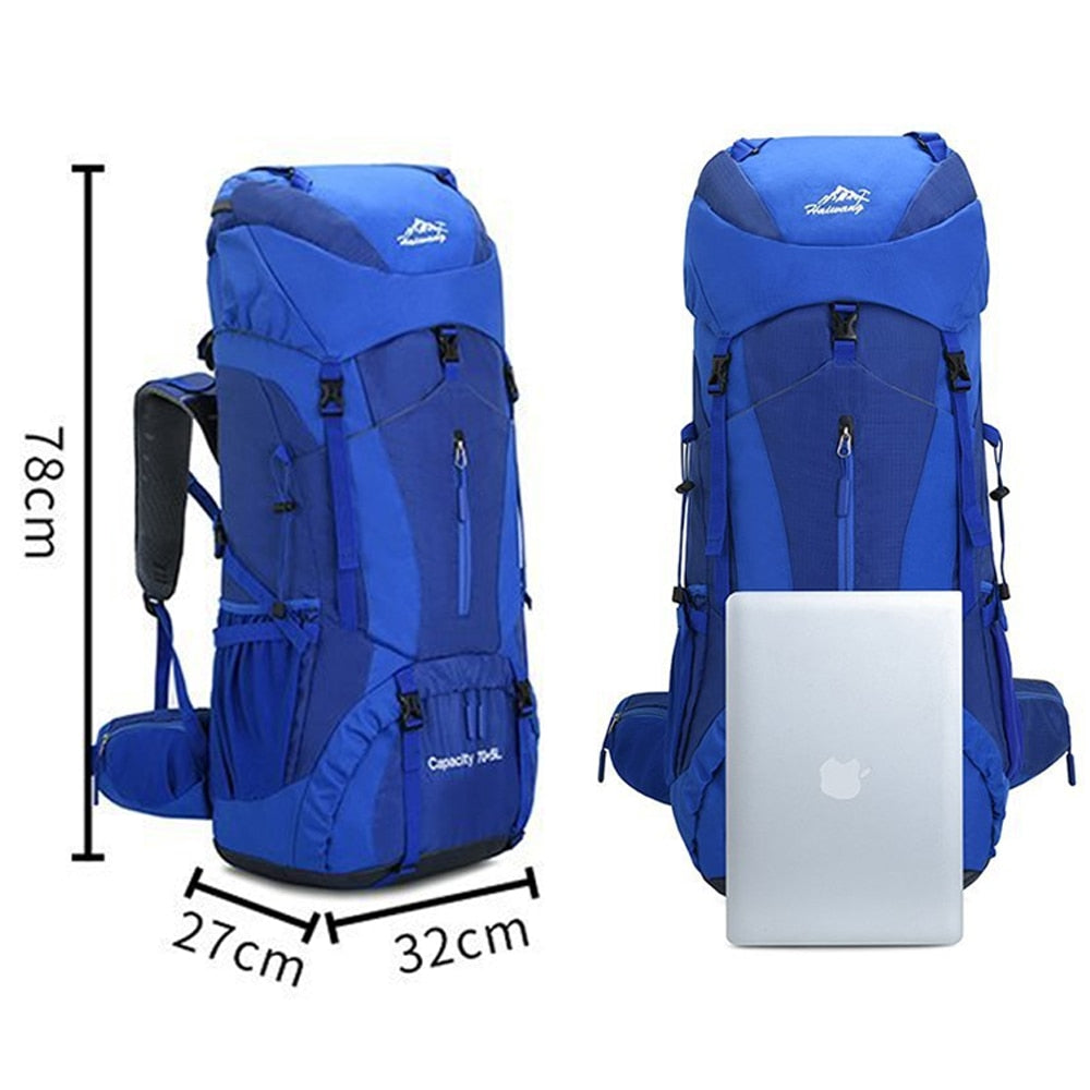 75L Camping Hiking Backpack Climbing Traveling Sightseeing Bags Outdoor Camping Rucksack Waterproof Nylon Backpacks Men Women