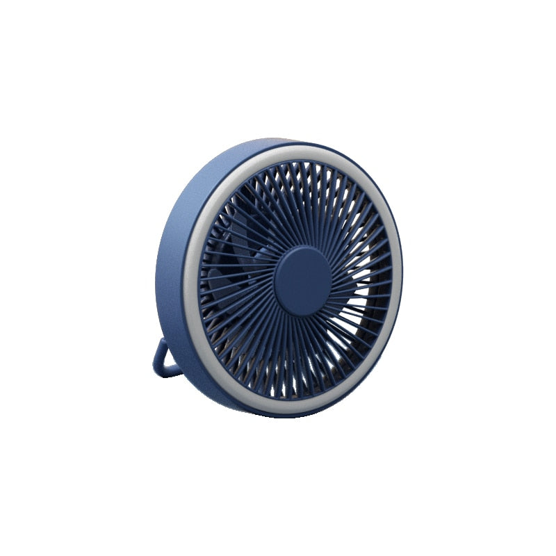 2000mAh USB Rechargeable Ceiling Fans with Remote Control 360° Rotation 3-speed Wind Desk Hanging Ventilator for Outdoor Camping