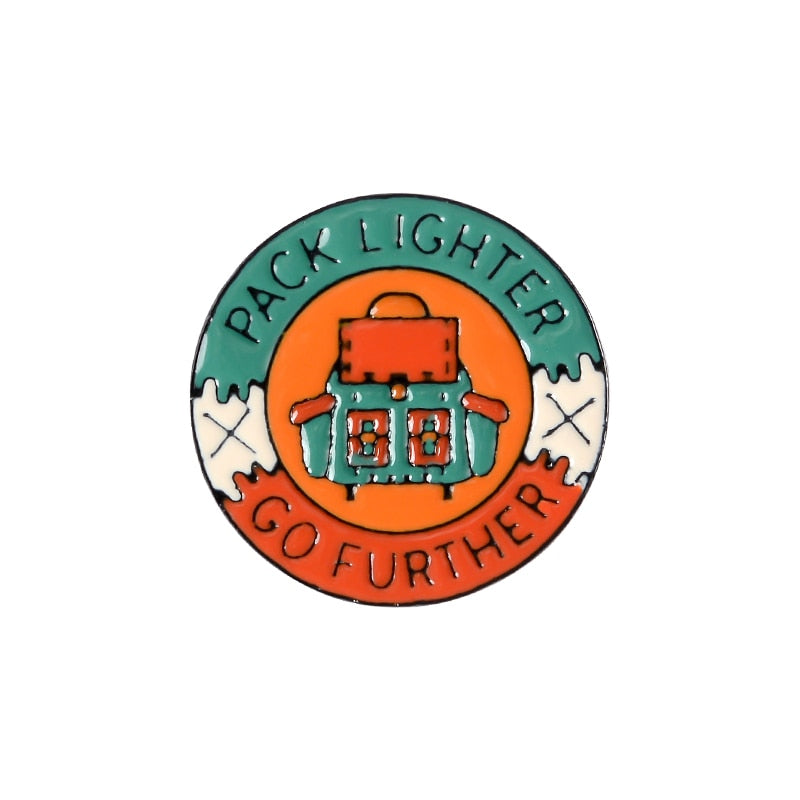 QIHE JEWELRY Adventure travel theme pins Bus Air tickets Magic dragon Camping brooches badges Trendy pin gifts for travel lovers