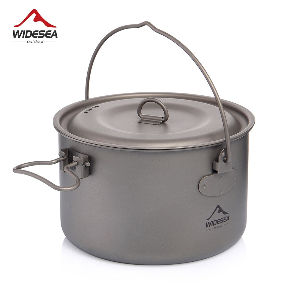 Widesea-vajilla de titanio para acampar, juego de utensilios de cocina para turismo, Caldero, olla de cocina al aire libre, Picnic, senderismo y Trekking