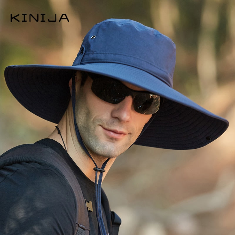 Outdoor Waterproof Large Brim Fisherman Hat Men Fishing Camping Hiking Safari Cap Summer Sun Protection Visor Bucket Hat