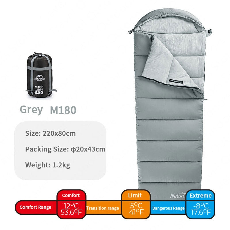 Naturehike  Envelope Hooded Cotton Sleeping Bag Washable Splicable Double-Person Tent Camping Portable Sleeping Bag