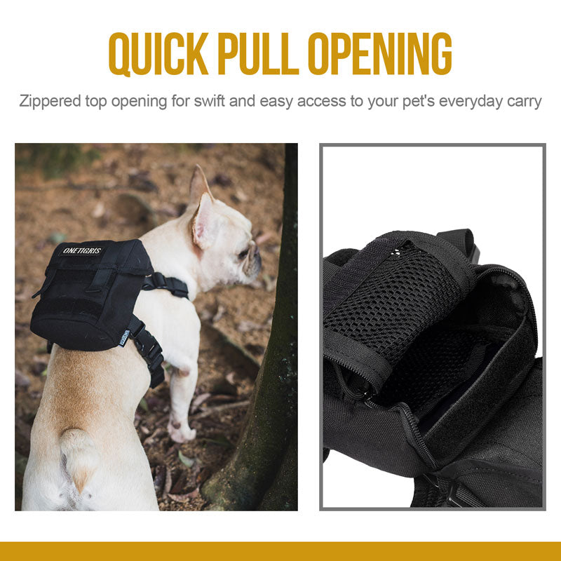 OneTigris EUREKA K9 Backpack Small Dog Treat Tote Pack + Litter Bag Exit for Small Dog Travel Camping