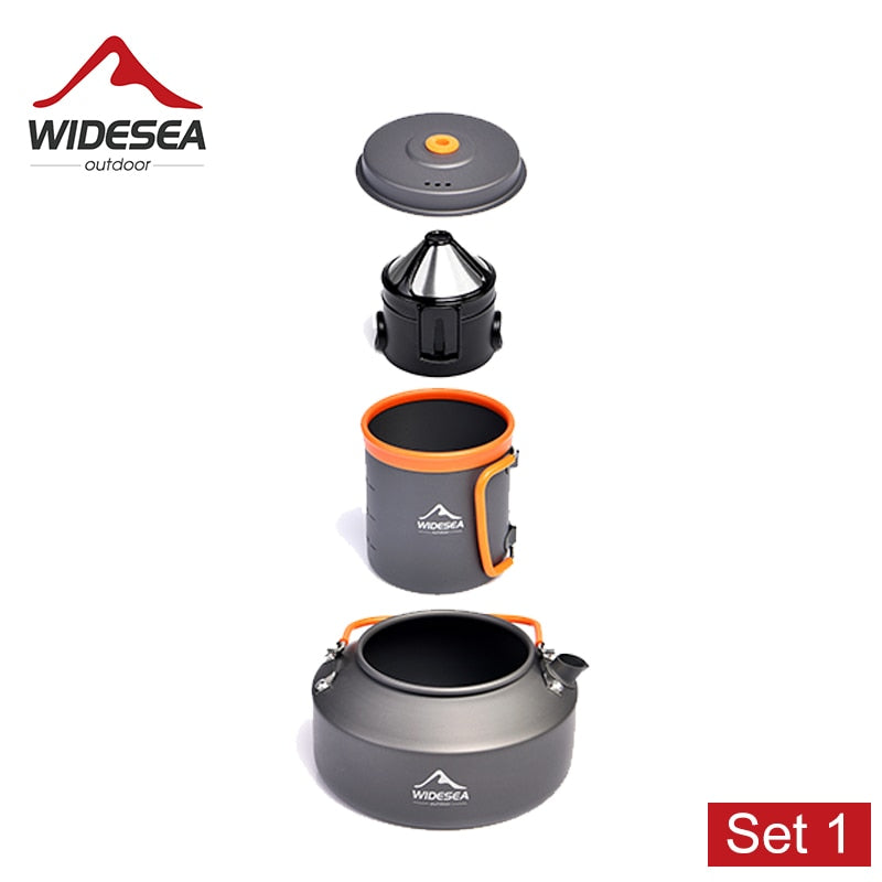 Widesea Camping Coffee Cookware Set Outdoor Tableware Equipment Mug  Kettle Pot Cooking Teapot Filter Rack Cup Cauldron Tourism