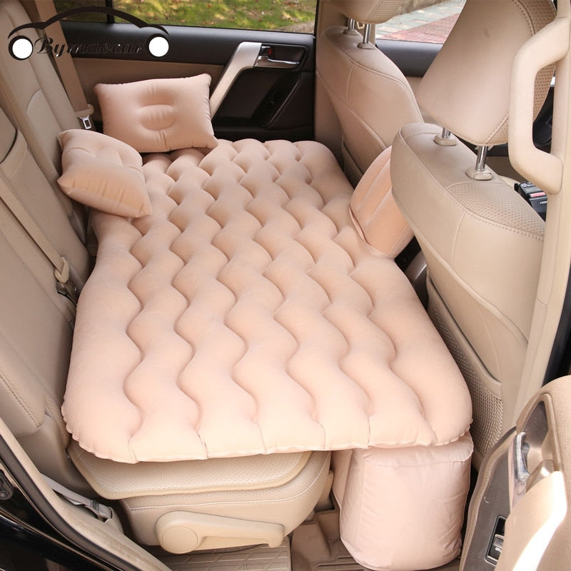 Bymaocar Inflatable car mattress  outdoor camping inflatable bed PVC flocking Multifunctional Car inflatable bed car accessories