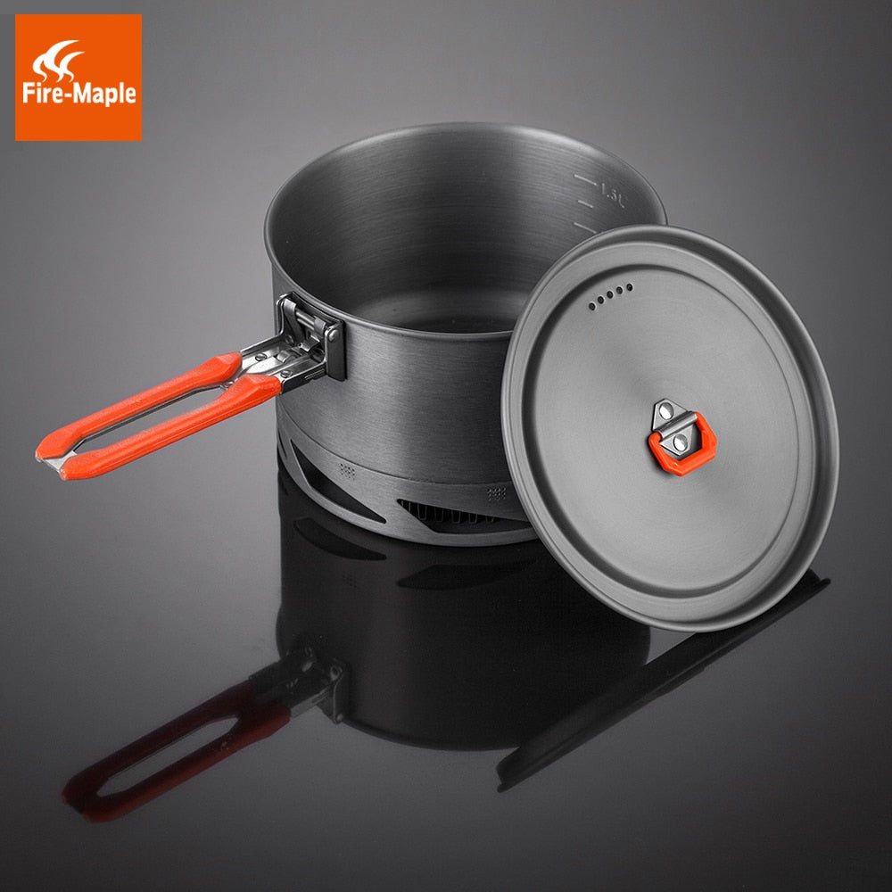 Fire Maple Feast Series K2 1.5L Outdoor Portable Foldable Handle Heat Exchanger Pot Camping Kettle Picnic Cookware 338g FMC-K2