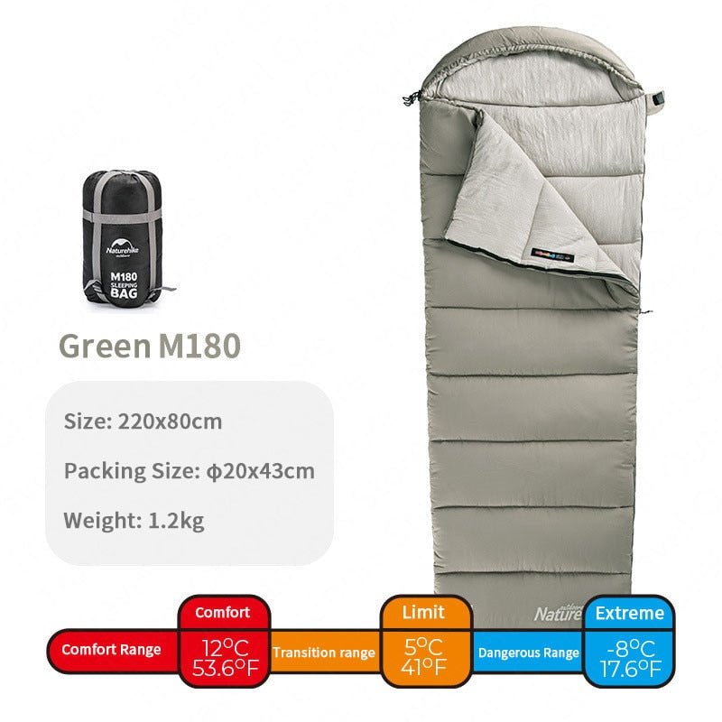 Naturehike  Envelope Hooded Cotton Sleeping Bag Washable Splicable Double-Person Tent Camping Portable Sleeping Bag