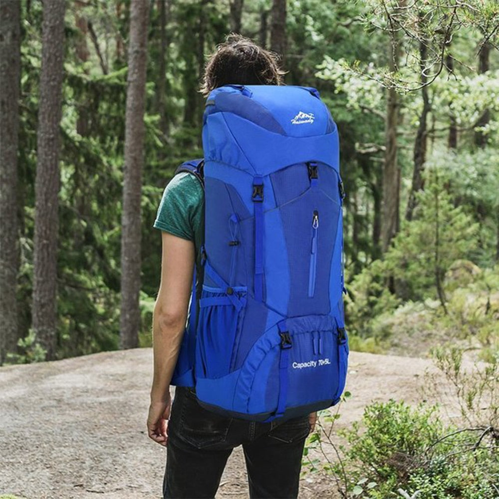75L Camping Hiking Backpack Climbing Traveling Sightseeing Bags Outdoor Camping Rucksack Waterproof Nylon Backpacks Men Women