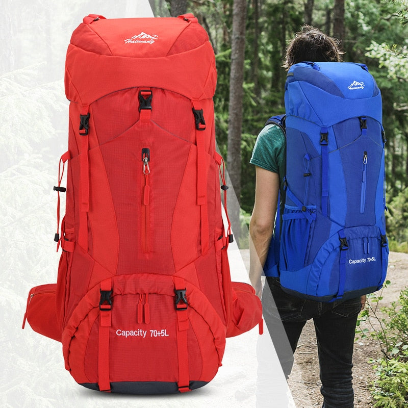 75L Camping Hiking Backpack Climbing Traveling Sightseeing Bags Outdoor Camping Rucksack Waterproof Nylon Backpacks Men Women