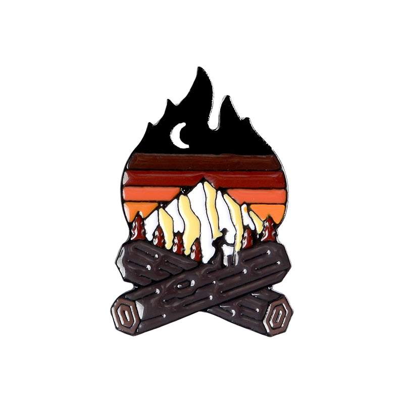 QIHE JEWELRY Adventure travel theme pins Bus Air tickets Magic dragon Camping brooches badges Trendy pin gifts for travel lovers