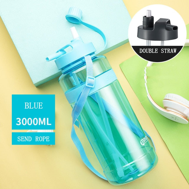 1L 2L 3L Large Capacity Sports Water Bottles Portable Plastic Outdoor Camping Picnic Bicycle Cycling Climbing Drinking Bottles