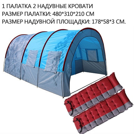 Large Camping Tent Waterproof Canvas Fiberglass 8 10 Family Tunnel Equipment Outdoor Mountaineering Party Gift Uv Protection