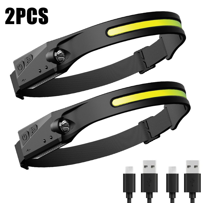 1/2/3PCS LED Induction Headlamp Camping Search Light USB Rechargeable Headlight Led Head Torch Work Light With Built-in Battery
