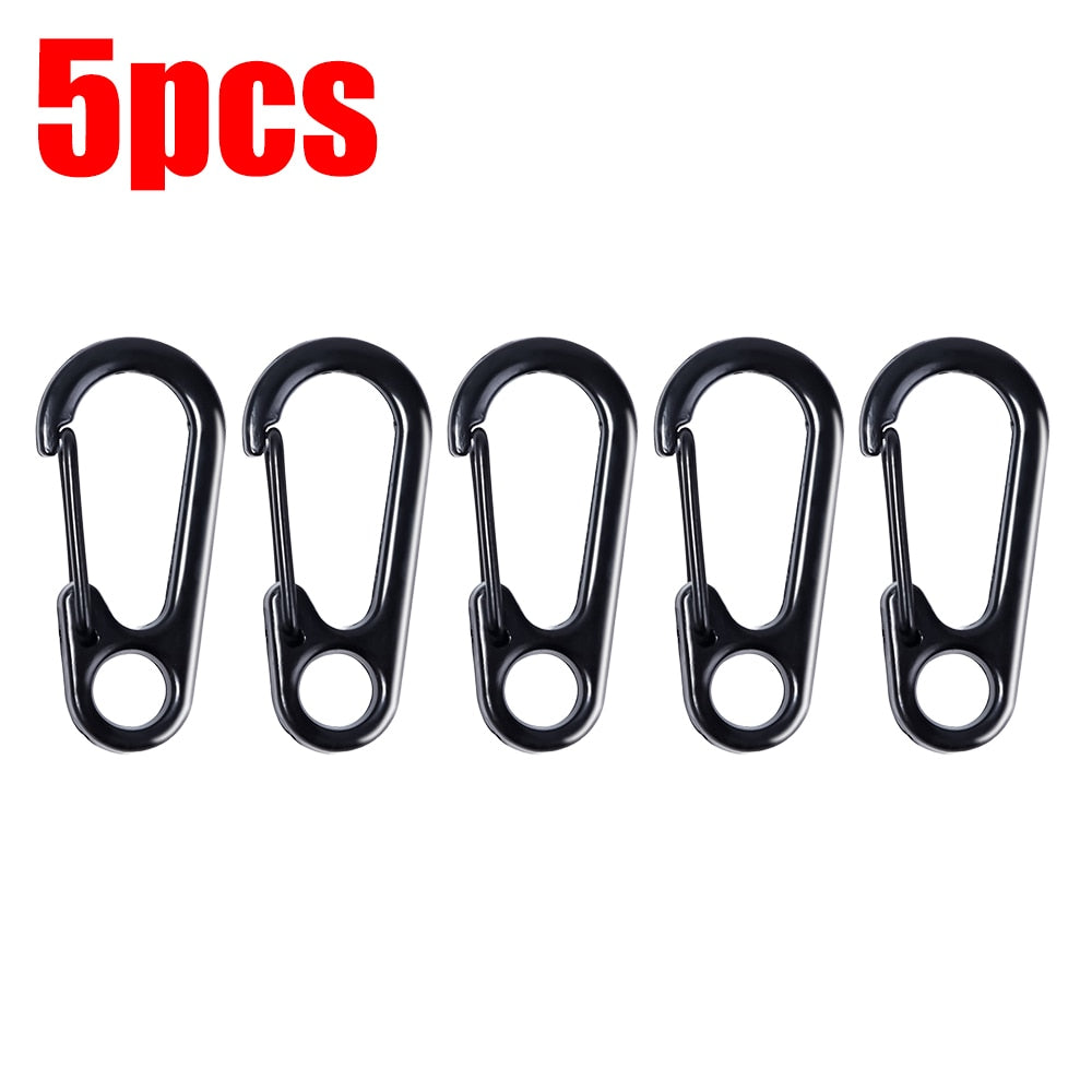 5Pcs Outdoor Camping S Type Carabiner with Lock Mini Keychain Hook Anti-Theft Outdoor Camping Backpack Buckle Key-Lock Tool