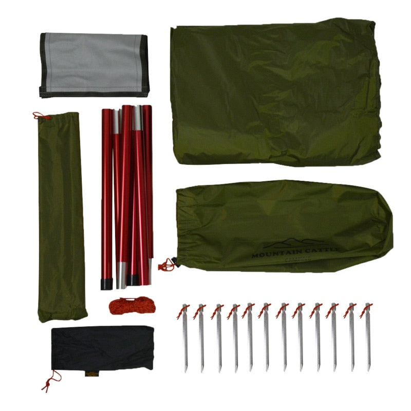 3-4 Person Ultralight Outdoor Camping Big Pyramid Tent Awnings Shelter With Chimney Hole For Bird Watching Cooking