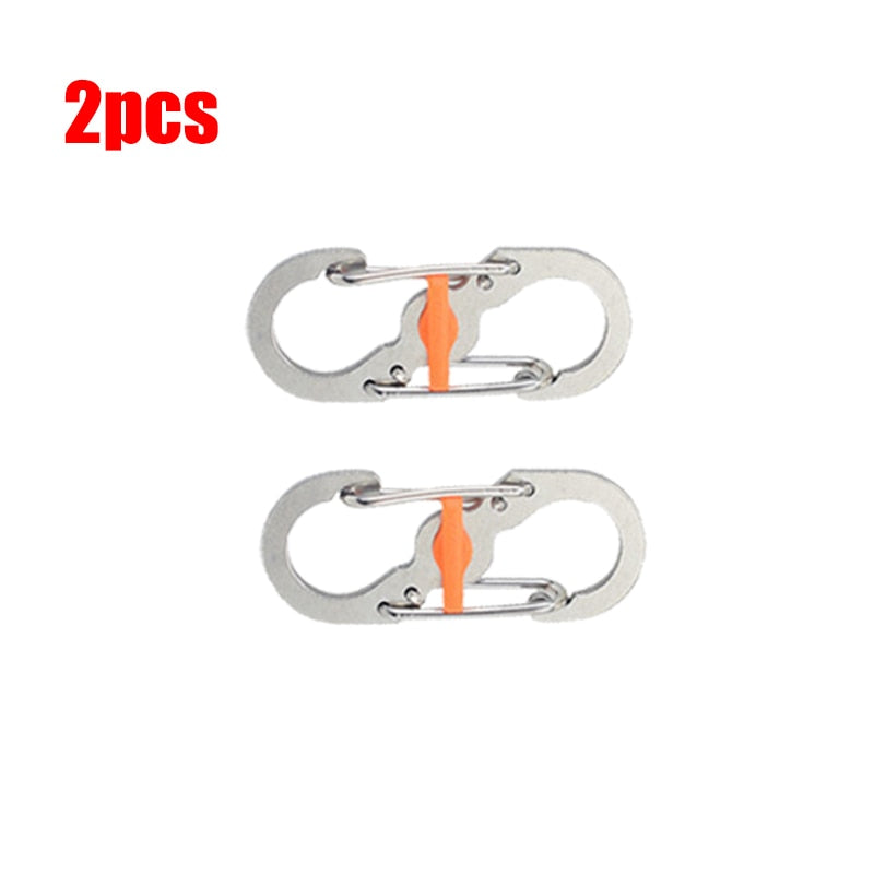 5Pcs Outdoor Camping S Type Carabiner with Lock Mini Keychain Hook Anti-Theft Outdoor Camping Backpack Buckle Key-Lock Tool