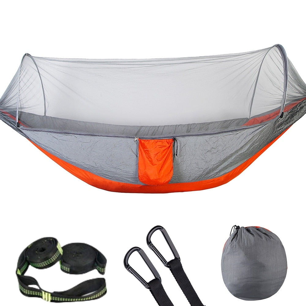 2023 Camping Hammock with Mosquito Net Pop-Up Light Portable Outdoor Parachute Hammocks Swing Sleeping Hammock Camping Stuff