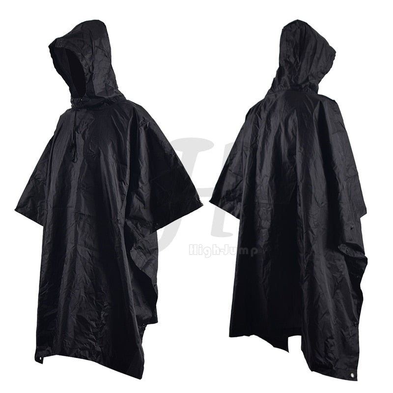 Outdoor Hooded Breathable Rainwear Camo Poncho Army Tactical Raincoat Camping Hiking Hunting Birdwatching Suit Travel Rain Gears