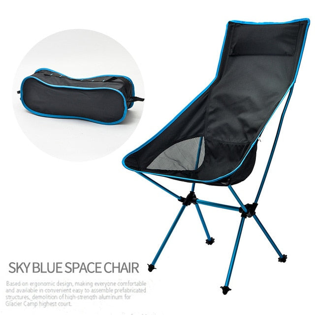 Light Moon Chair Lightweight Fishing Camping BBQ Chairs Folding Extended Hiking Seat Garden Ultralight Office Home Furniture