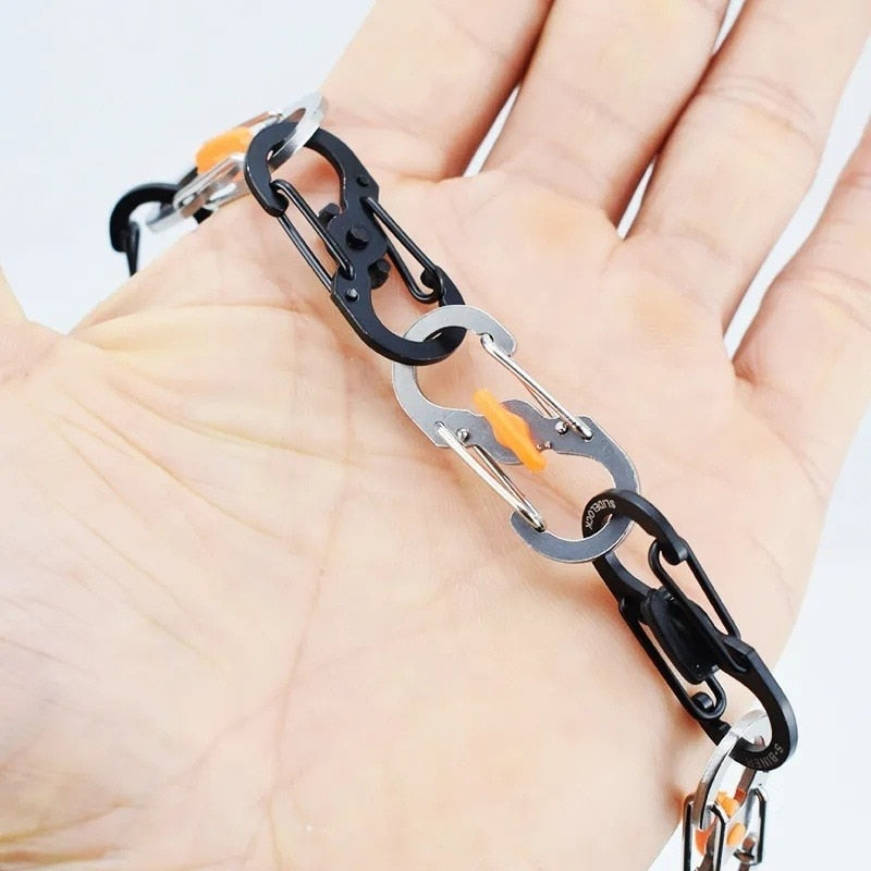5Pcs Outdoor Camping S Type Carabiner with Lock Mini Keychain Hook Anti-Theft Outdoor Camping Backpack Buckle Key-Lock Tool