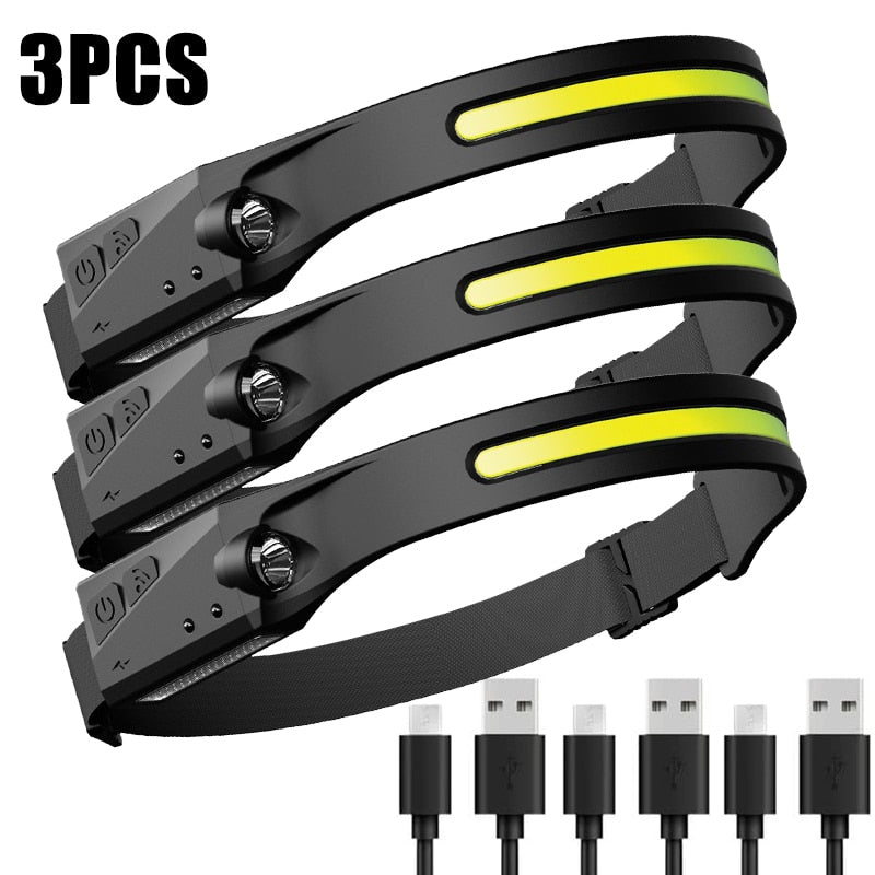 1/2/3PCS LED Induction Headlamp Camping Search Light USB Rechargeable Headlight Led Head Torch Work Light With Built-in Battery