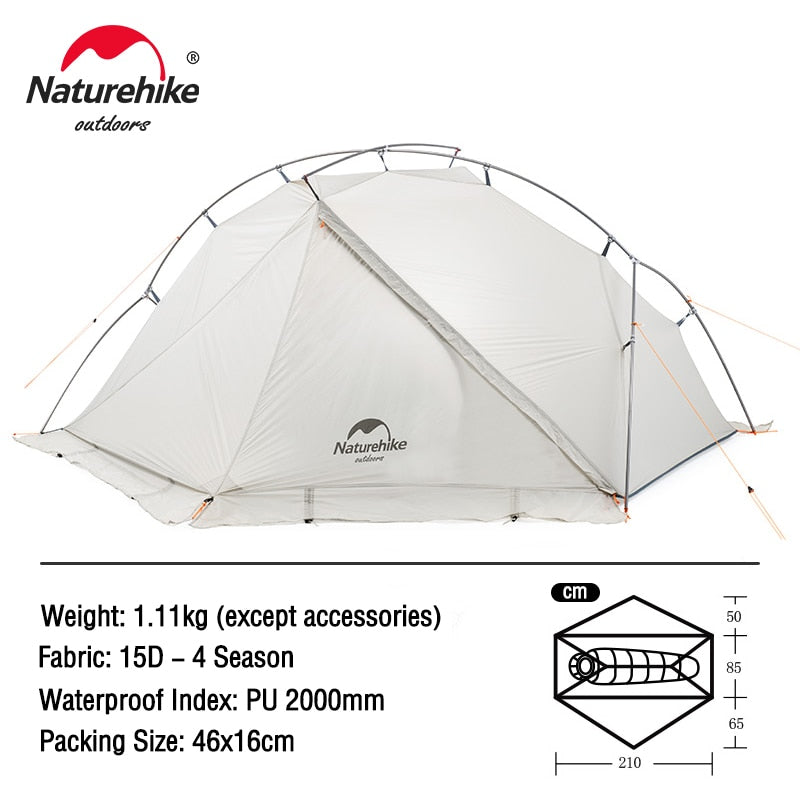 Naturehike Tent VIK Ultralight Single Tent Waterproof Camping Tent Outdoor Hiking Tent 1 People 2 People Travel Cycling Tent