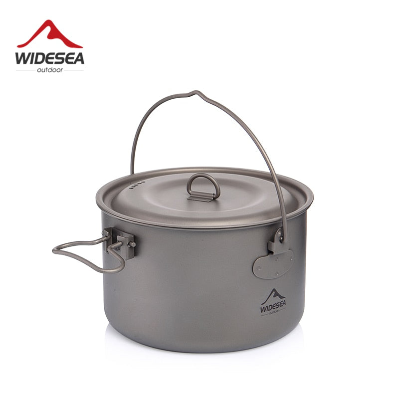 Widesea-vajilla de titanio para acampar, juego de utensilios de cocina para turismo, Caldero, olla de cocina al aire libre, Picnic, senderismo y Trekking