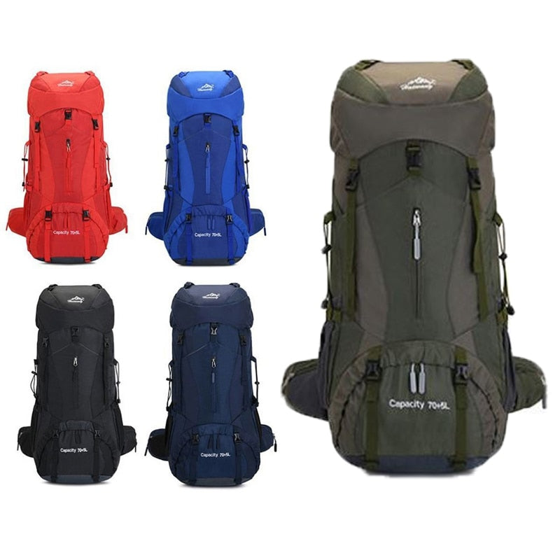 75L Camping Hiking Backpack Climbing Traveling Sightseeing Bags Outdoor Camping Rucksack Waterproof Nylon Backpacks Men Women