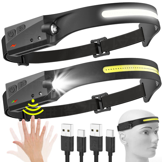 1/2/3PCS LED Induction Headlamp Camping Search Light USB Rechargeable Headlight Led Head Torch Work Light With Built-in Battery