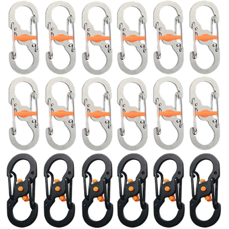 5Pcs Outdoor Camping S Type Carabiner with Lock Mini Keychain Hook Anti-Theft Outdoor Camping Backpack Buckle Key-Lock Tool