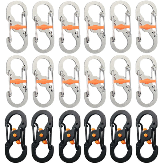 5Pcs Outdoor Camping S Type Carabiner with Lock Mini Keychain Hook Anti-Theft Outdoor Camping Backpack Buckle Key-Lock Tool